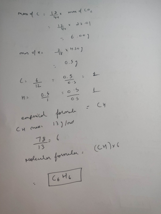 mass of c= 12 mondo, - 2* 22.01 - 6.000 my of H 2 x 4.50] 0.59 List OS formal 138/not emporica CH mass: = ch 13 (CH)x6 786 Mo