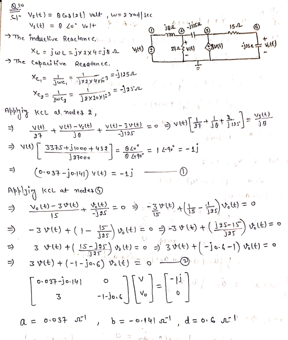 @ 1 © 15 Sin Volt) = 0 Coot 12 t) volt , wag youll see Vs (t) = 0 Loi volt A t Jose JAL - jisse * The induetive Reactanee r X