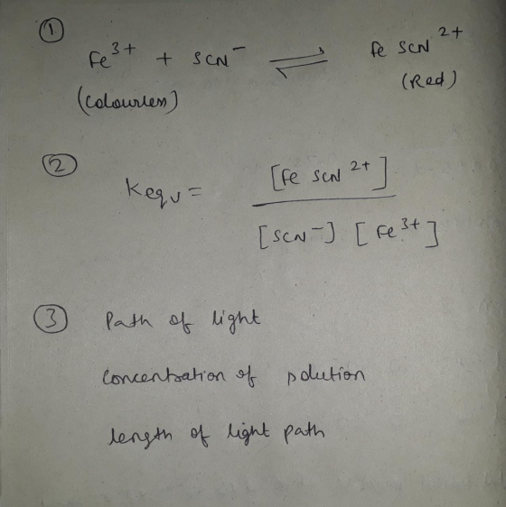 2+ Sen fe Fe3+ + sen (colourless) ke (Red) [fe sen 2+] [SENT] [Fe3+] © Path of light concentration of solution length of ligh