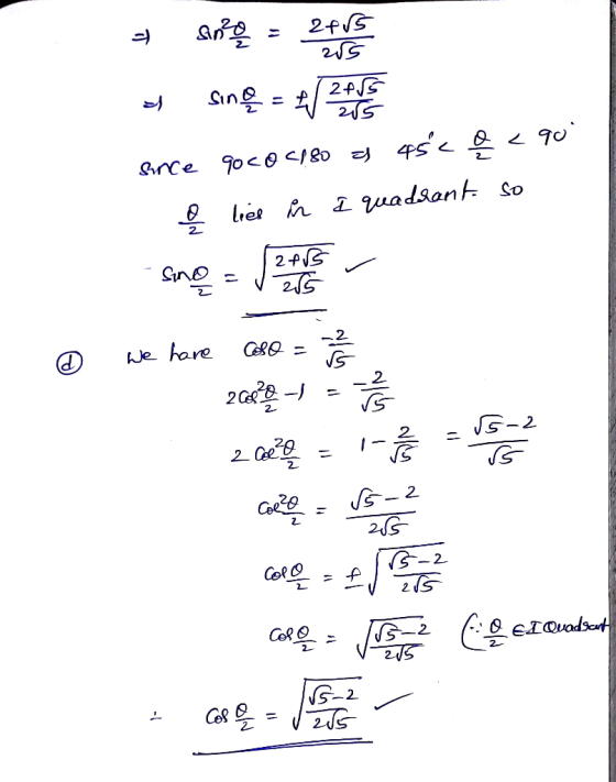 - SDP = 2fvs शाद of Sinę = since 90 <0 (180 as 4sc o < 90 liee ñ quadrant. So sang = [248 - 2 + ③ we have coso = 3 2008) - D