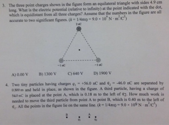 The three point charges shown in the figure form a