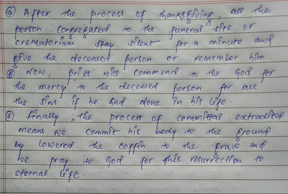 ② After the process of thanks geving all the 1 person congrecated to the funeral sire or crematorian Spay silent for a minute