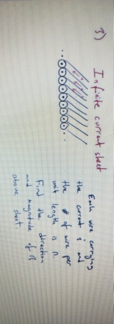 Infinite current sheet Each wire carrying .-000660000 .. the current i and the of wire per n. Find the direction and magnitud