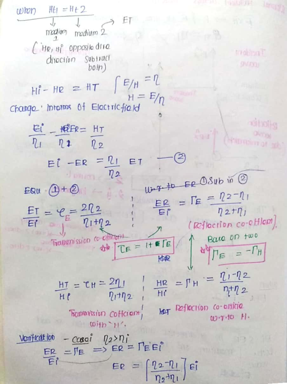 ] ET When HEL = HE 2. ] modior modium 2 1 (HR, Hp Opposito dire divociion Sobradi boin) Hi - He 2 HT [E/H = 2 H = Ein Change