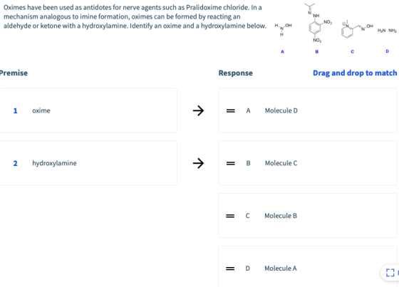 Oximes have been used as antidotes for nerve agents such as Pralidoxime chloride. In a mechanism analogous to imine formation