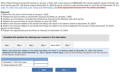 When Patey Pontoons issued 4% bonds on January 1, 2021, with a face amount of $660,000, the market yield for bonds of similar