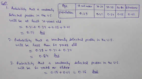 35-39 60-84 185 andover 0.01 19 and under | 20-34 | 1. Probability that a randomly belected person in the U.S. population [ 0