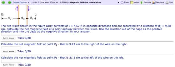 The two wires shown in the figure carry currents o