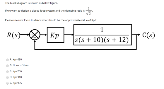 The block diagram is shown as below figure. If we want to design a closed-loop system and the damping ratio is Tz Please use