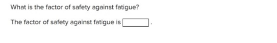 What is the factor of safety against fatigue? The factor of safety against fatigue is