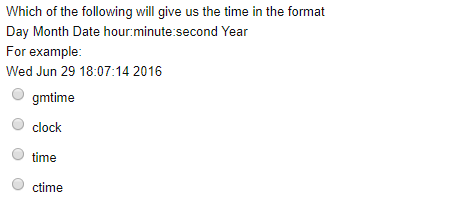 Which of the following will give us the time in the format Day Month Date hour.minute:second Year For example: Wed Jun 29 18: