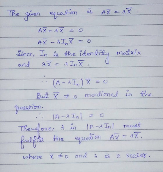 AX The ven uatien AX AX AX-AX motaix Since, In i the ider a In X and ax (A-AI,) But X o mentiened L the Juestion (A-aIn Thene