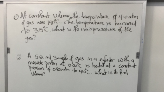 Af constant volume, the temperature of 40 atom of gas was 190°c. The temperature is increased to 315c, what is the new pressu