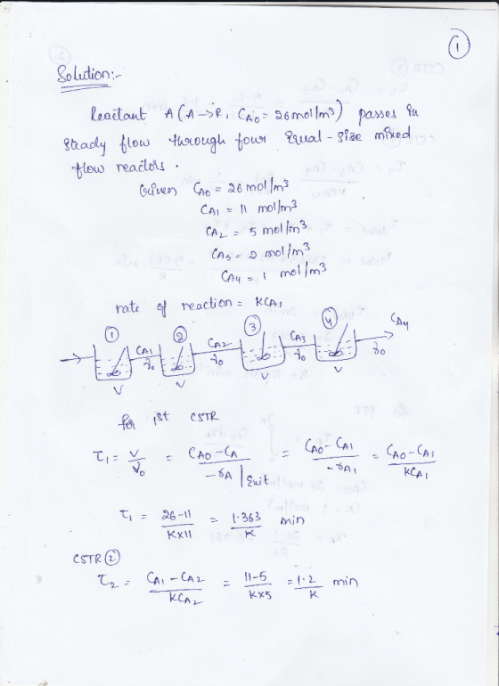oludtion Su te reaction KCA ra 10 fo gt CSTR CAO CA ui t C,2 26-I 1363 min CSTR) 11-5 12.mi C min