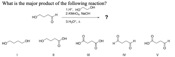What is the major product of the following reaction? 1.HT, HOT 2.KMnO4, NaOH OH HO но Үн 3.H30, 4 ora organ olyan hyn rolyn L
