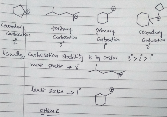 Secondary Carbocation teritary Carbocation Primary Carbocation secondary Carbocation 37271 Usually carbocation stability is i