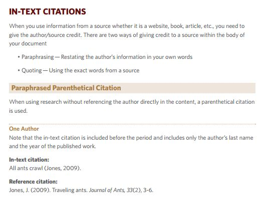 IN-TEXT CITATIONS When you use information from a source whether it is a website, book, article, etc., you need to give the a