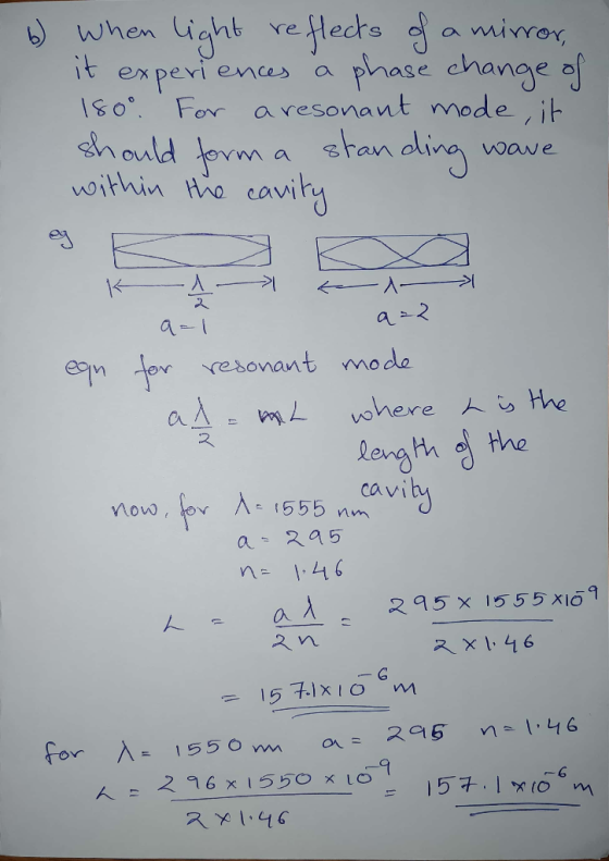 ) when iaht veftects amirrox, t expevi esanase change oor a resonant mode , it should ovm a stan atina a woithin the cavity A