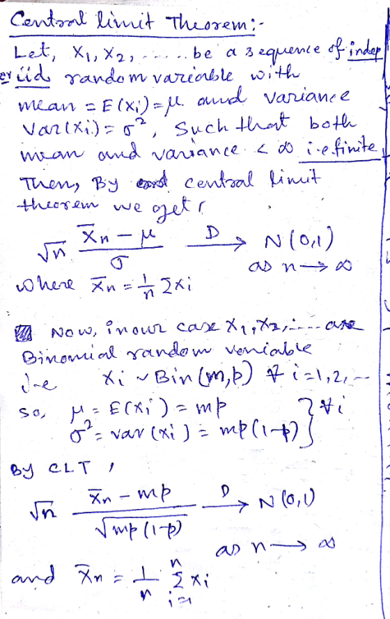 Centonl limit Thorem Let, Xi, X2 aqemte of inder be varintle wil wian E(x) = / aud Vanianee Nantxi) Such tat botl wwan od van