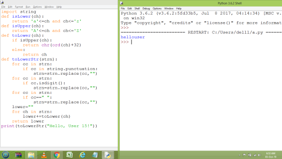 Python 3.6.2 Shell File Edit Shell Debug Options Window Help Python 3.6.2 (v3.6.2:5fd33b5, Jul 8 2017, 04:14:34) [MSC V. on w