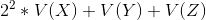 2^{2}*V(X) + V(Y) + V(Z)