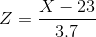 Z={X-23\over 3.7}