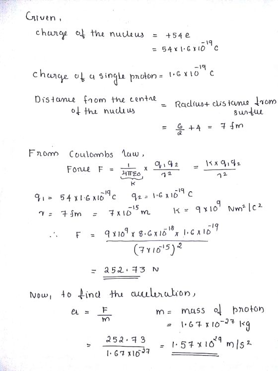 change 일 the nuue us = +54e 19 54x1,GX10 = 1° Distamue fnom the centae Fnom Coulombs luw, 2. el -F 25 3