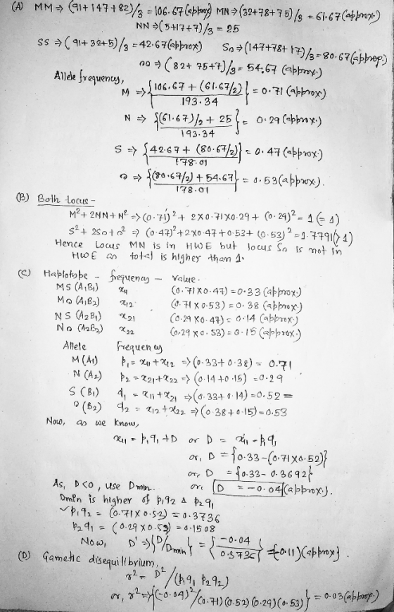 (A) MM7 (91+147+82)/3 = 106.67 (apbook) MN =(32+28+75) /+61-67(abbrox) NN (5+17++)/3 = 25 SS +(91+32+5)/3 = 42.67(abbrox) So=