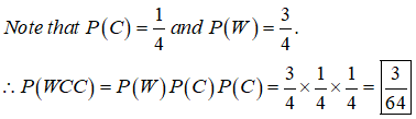 Note that P(C) = 4 and P(W)-4. 4 4 4 64