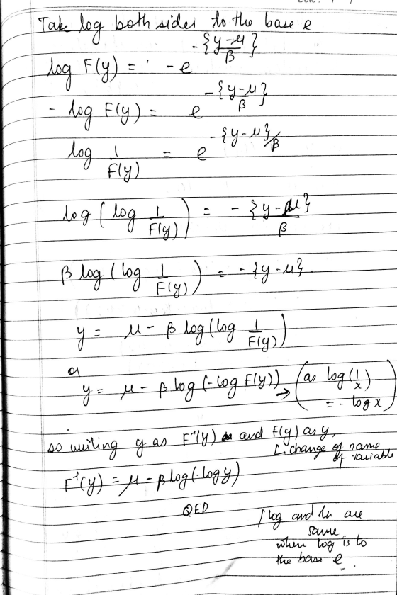 Take log both sides to the base e dog Fly) = -e - log Fly) = e log Fly) e log (log ) - {y- Blog Ilog (11) 44-4% y = M - $ l