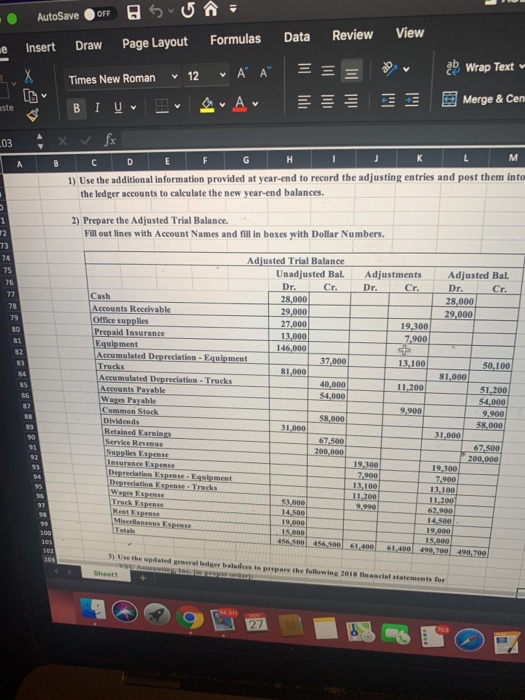 View • AutoSave OFF Sughs Insert Draw Page Layout Formulas Data Review Times New Roman 12 AA EE ** BIU R A DO ab Wrap Text E