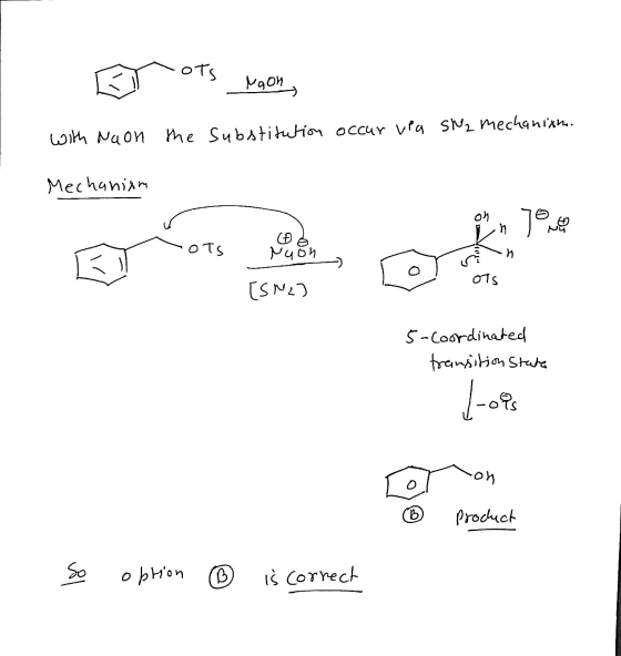 E ots moon with Naon the substitution occur via SN2 mechanism. Mechanism 9 In NG οτς Naon an [SN2] ots 5-Coordinated transiti