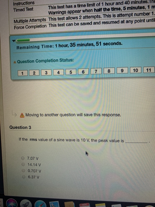 Instructions Timed Test This test has a time limit of 1 hour and 40 minutes. Thi Warnings appear when half the time, 5 minute