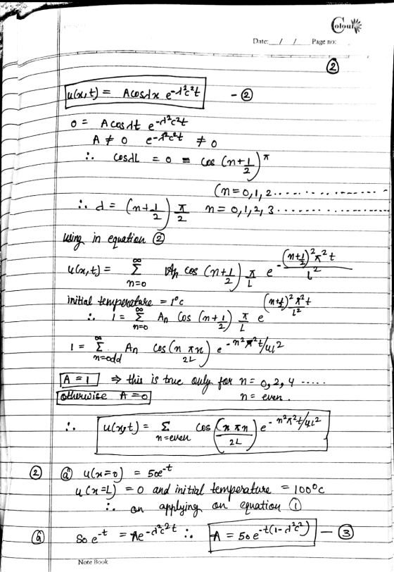 Date: / / Page no: e-Reht to 2 do t = te-ci. @ lucou t) = _Acosdx_cottat o= a cosit e ori²c24 Azo Cosdl Cos (n+L (n=0,1,2 ind