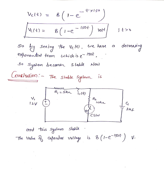 Velt) Bli-e-tris) Isot Velt) = 8(1-e :) volt it>o so decreasing by seeing the Vel), the Velt), we have exponential team which