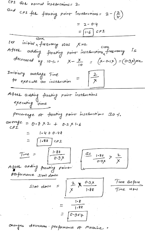 んfloating Point ns +Auchons = 2- Clock Aster adding Jtoating Point decreased by 10.1 2- fo execute an instiucHon AsteL addi atng poin insthucHn CPL l-88 T as 2 performance Sio dan Time Befone 2. 1.8& 1-& 1.88 Cnan^*s decrases -