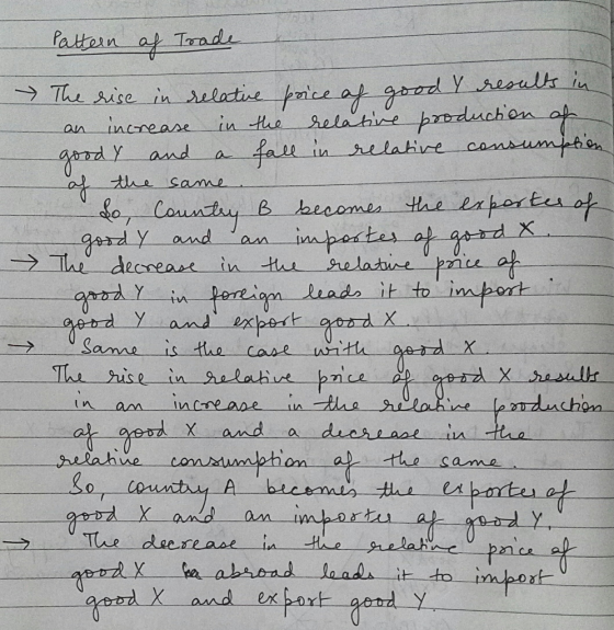 Pattern af Trade & N The rise in relative price of goody an increase in the relative production of good Y and a fall in relat