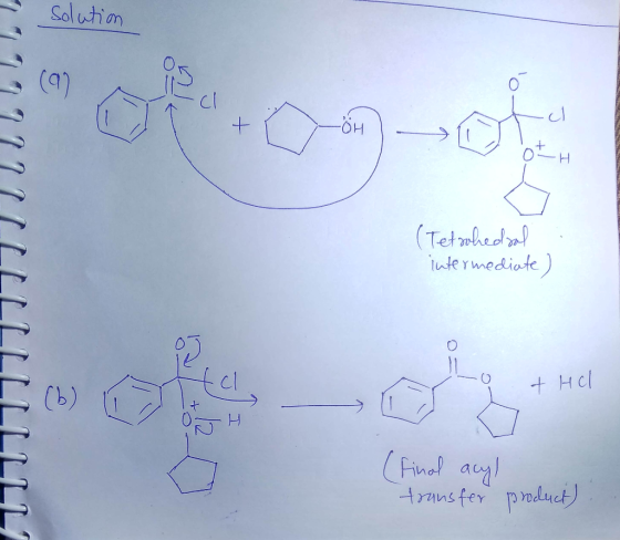 Solutin (9) cl (Tetheda! ntermediate) +HCl Cb) (Finel auy transfer pnduct