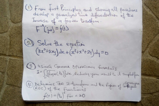 (1) From First Principles, and showing all procedures develop a generalized time differentiation of the Inverse of a fourer t