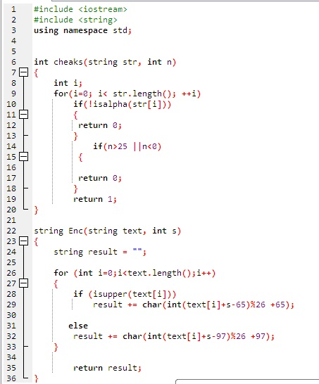 #include <iostream> #include using namespace std; 1 <string> 3 4 6 7 int cheaks (string str, int n) int i; for i-ej i< str.le