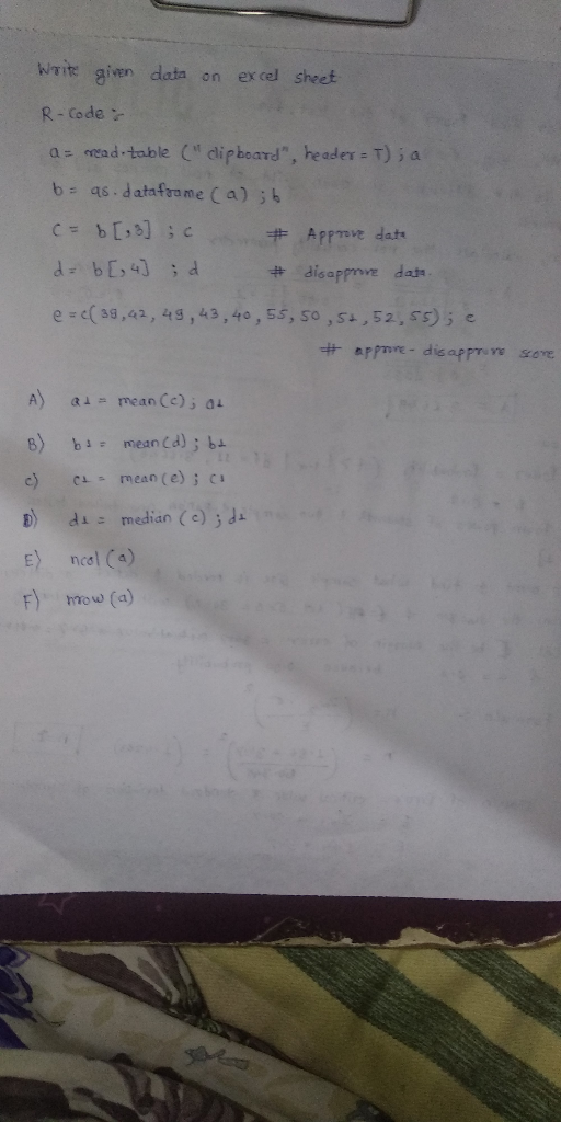 Writ give data on excel sheet R-Code: a = wad.table (clipboard, header = T) b= qs.dataframe (a); c = b[3] ; c Approve date