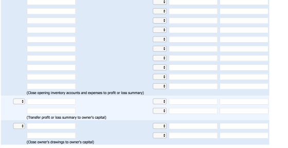UUUUUUUUUUUUU (Close opening inventory accounts and expenses to profit or loss summary) (Transfer profit or loss summary to o