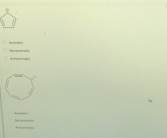 Aromatic Nonaromatic Antiaromatic Aromatic Nonaromatic Antiaromatic