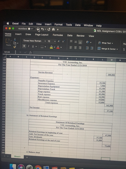 Help AOL Assignment COBU 20- Excel File Edit View Insert Format Tools Data Window O AutoSave O S U : Home Insert Draw Page La