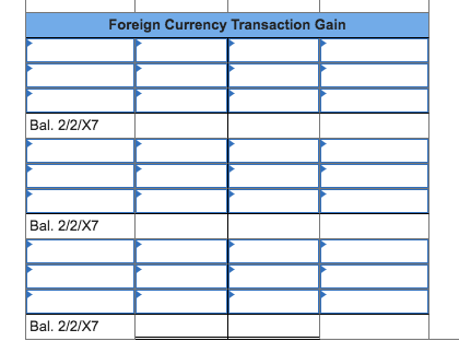 Foreign Currency Transaction Gain Bal. 2/2/X7 Bal. 2/2/X7 Bal. 2/2/X7