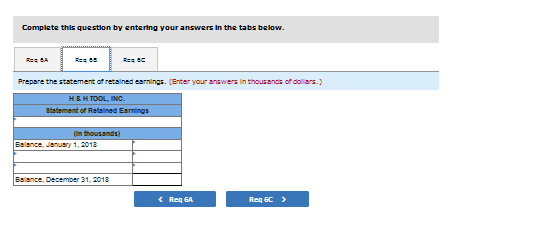 Complete this question by entering your answers in the tabs below. Prepare the statement of retained earnings (Enter your ans