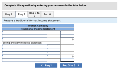 Complete this question by entering your answers in the tabs below. Req 3 to Req 6 Req 1 Req 2 Prepare a traditional format in