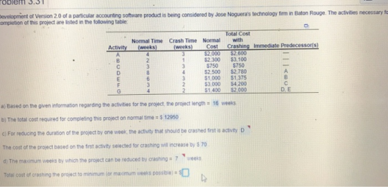 oblem S.ST evelopmient of Version 2 0 of a particular accounting software product is being considered by Jose Nogueras omple