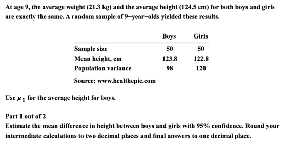 At age 9, the average weight (21.3 kg) and the average height (124.5 cm) for both boys and girls are exactly the same. A rand
