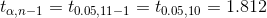ta,n-1 = 70.05, 11-1 = +0.05.10 1.812